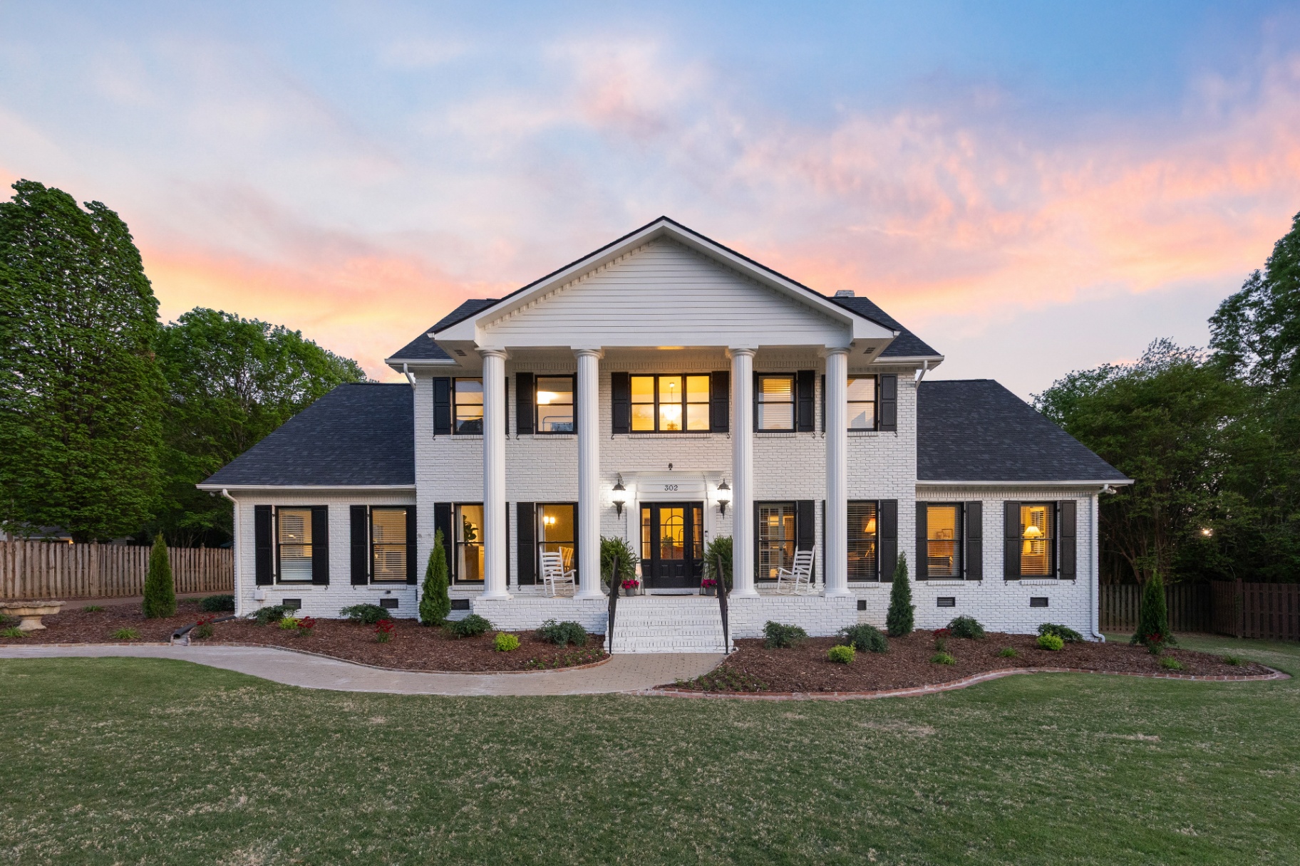 Luxury North Alabama estate at twilight
