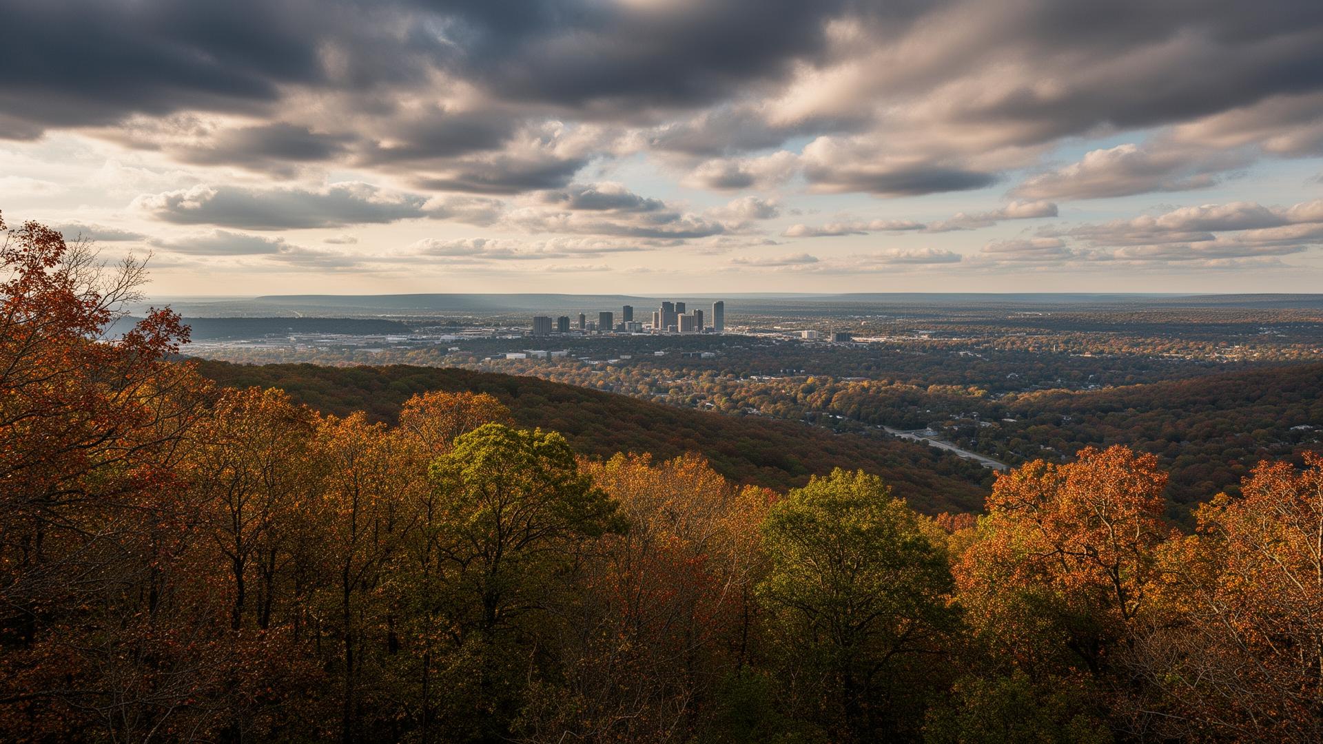 Aerial view of Monte Sano neighborhood in the Huntsville, Alabama metro area
